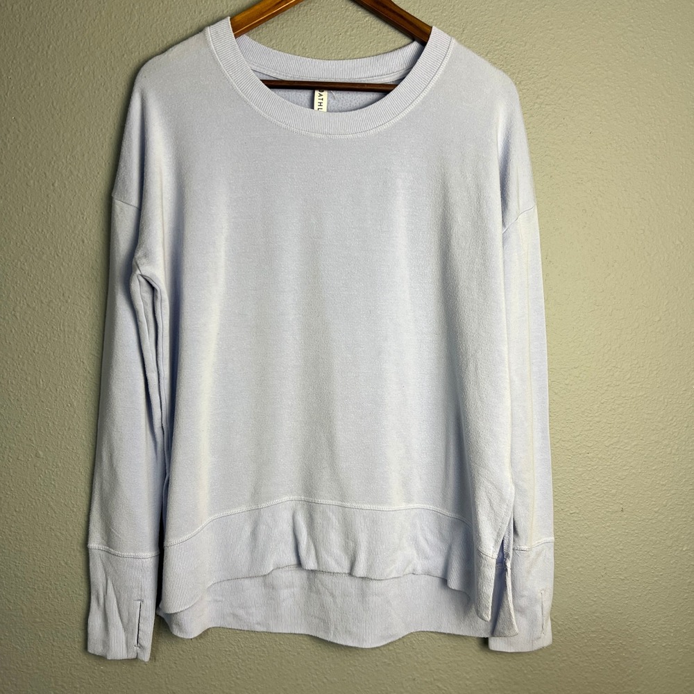 Athleta Pranayama Restore Pullover Sweatshirt Relaxed Fit Light Blue Size M